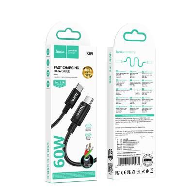 Καλώδιο Σύνδεσης Hoco X89 Wind USB-C σε USB-C 60W Braided Μαύρο 2m