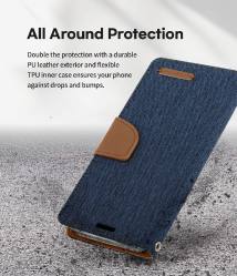 Θήκη Book Goospery Canvas Diary για Apple iPhone 13 Pro Μπλε - Καφέ