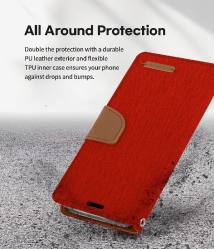 Θήκη Book Goospery Canvas Diary για Apple iPhone 13 Mini Κόκκινο - Καφέ