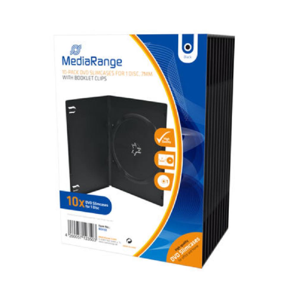 MediaRange DVD Slimcase  for 1 Disc 7mm Black  (10 Pack) (MRBOX33)