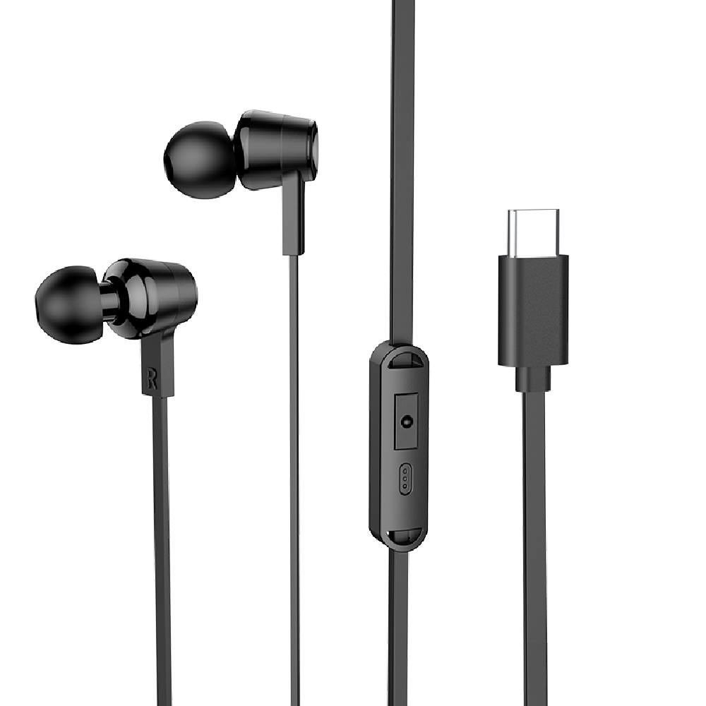 Hands Free Hoco M86 Oceanic Universal Earphones Deep Bass Stereo Συμβατά με Όλες τις Συσκευές USB-C Μαύρο 1.2m