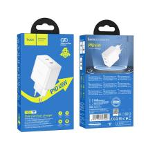 Φορτιστής Ταξιδίου Hoco N35 Streamer με 2 Εξόδους Φόρτισης USB-C Συνολικά PD45W GaN Tech Λευκός