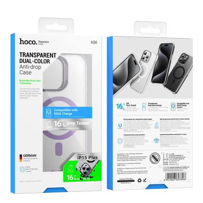 Θήκη Hoco Magnetic Premium Series Anti-Drop Magnetic Mag-charge για Apple iPhone 15 Plus Διάφανη Μωβ