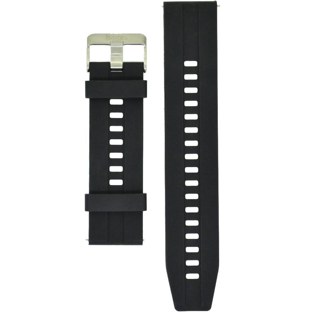 Ανταλλακτικό Watchband Hoco 20mm Universal Μαύρο Silicon Band με Ασημί Αγκράφα