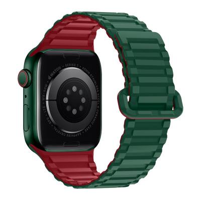 Watchband Hoco WA06 Flexible Military Pattern 42/44/45/49mm για Apple Watch 1/2/3/4/5/6/7/8/SE/Ultra Πράσινο με Κόκκινο Silicon 