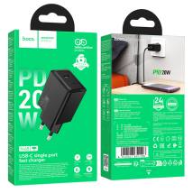 Φορτιστής Ταξιδίου Hoco N68 Nuevo με 1 Εξόδο Φόρτισης USB-C PD20W 5V 3.0A  Μαύρος