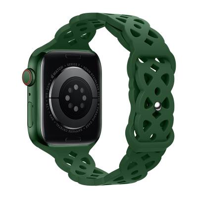 Watchband Hoco WA09 Flexible Rhombus Hollow 42/44/45/49mm για Apple Watch 1/2/3/4/5/6/7/8/SE/Ultra Dark Green Silicon Band