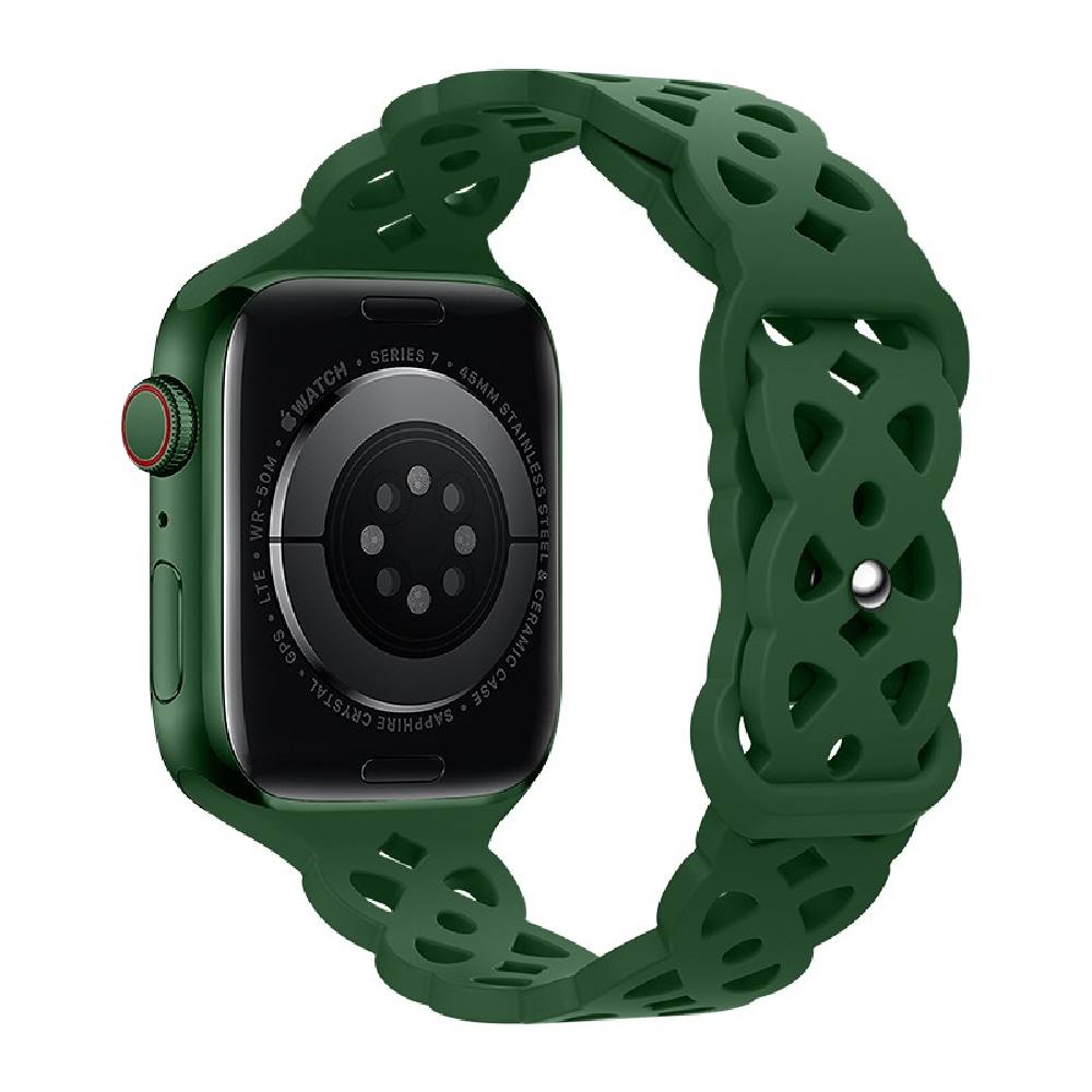 Watchband Hoco WA09 Flexible Rhombus Hollow 42/44/45/49mm για Apple Watch 1/2/3/4/5/6/7/8/SE/Ultra Dark Green Silicon Band