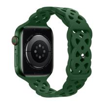 Watchband Hoco WA09 Flexible Rhombus Hollow 42/44/45/49mm για Apple Watch 1/2/3/4/5/6/7/8/SE/Ultra Dark Green Silicon Band