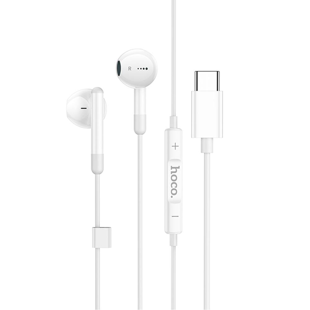 Hands Free Hoco M93 Earphones Stereo USB-C Συμβατά με Όλες τις Συσκευές USB-C Άσπρο 1.2μ