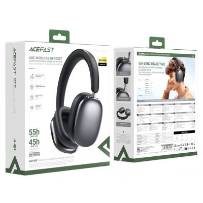 Wireless Ακουστικά Stereo Acefast H9 500mAh v5.4 30dB ANC με Μικρόφωνο και Πλήκτρο Λειτουργιών Μαύρα