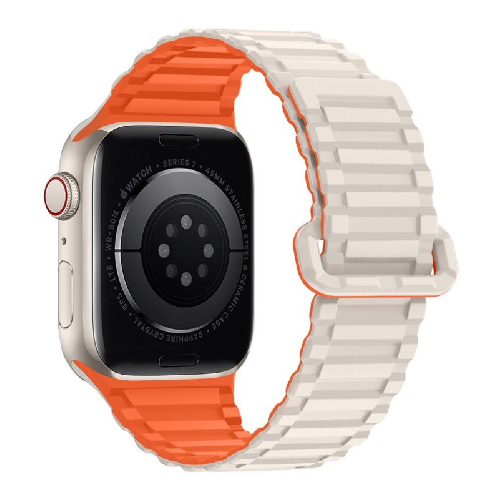 Watchband Hoco WA06 Flexible Military Pattern 42/44/45/49mm για Apple Watch 1/2/3/4/5/6/7/8/SE/Ultra Starlight Orange Silicon Ba