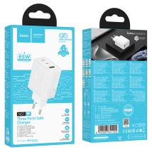 Φορτιστής Ταξιδίου Hoco N51 Scenery PD65W με 2xUSB-C και 1xUSB-A  Λευκός