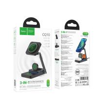Επιτραπέζια Αναδιπλούμενη Βάση Ασύρματης Φόρτισης Hoco CQ10 Consuelo 3-σε-1 15W Κάθετη Φόρτιση 3 Συσκευών 0-110° και Ambient Lig