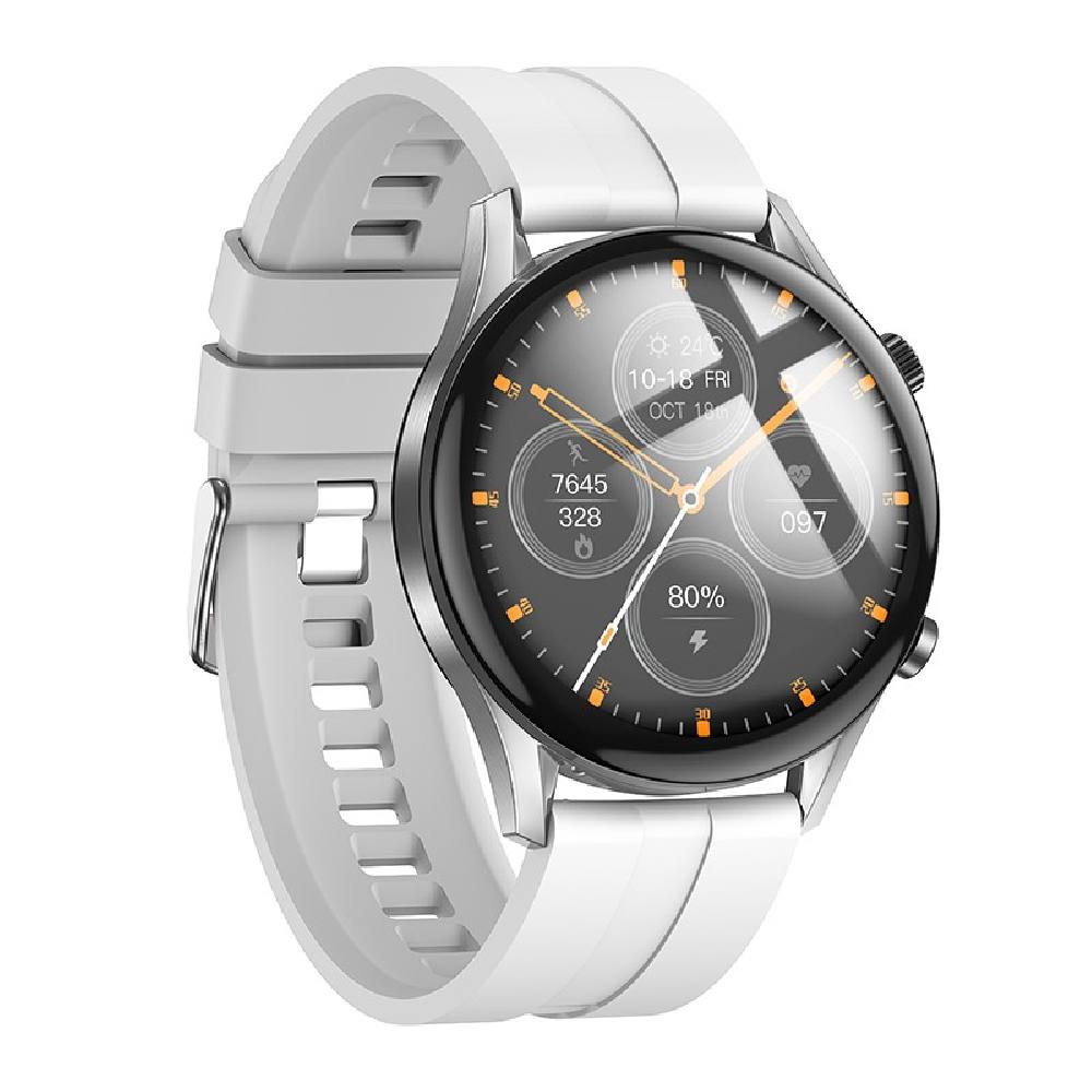 Smartwatch Hoco Y7 Pro IP67 με Δυνατότητα Κλήσεων Silicon Band Ασημί