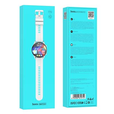 Smartwatch Hoco Y7 Pro IP67 με Δυνατότητα Κλήσεων Silicon Band Ασημί