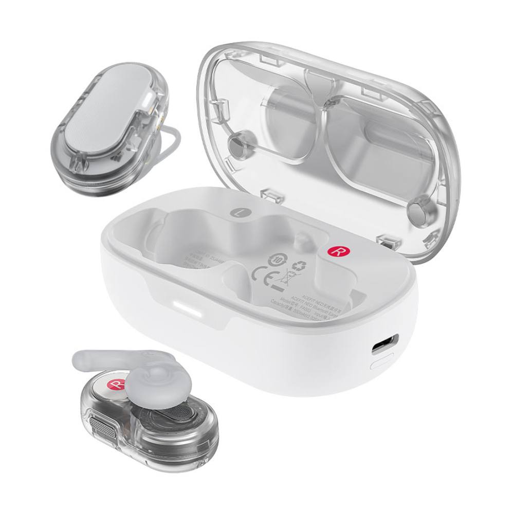 Wireless Earphones Hands Free Acefast FA003 TWS v5.3 550mAh 8hr Λειτουργίας 4-Mic ENC Τεχνολογία IPX4 και Ασύρματη Φόρτιση Λευκά