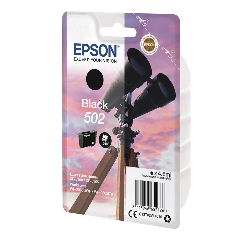 Epson Μελάνι Inkjet 502 Black (C13T02V14010)
