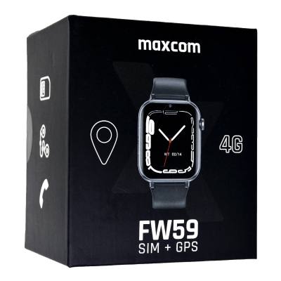 Smartwatch Maxcom FW59 4G GPS IP65 670mAh με 1.85” IPS 20mm Silicon Band και SOS Button Μαύρο με Δυνατότητα Κλήσεων