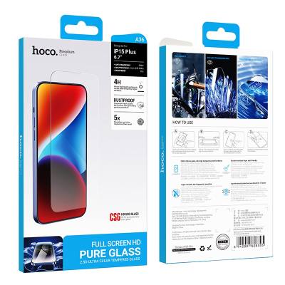 Tempered Glass Hoco Premium Series A36 Anti-Fingerprint Dustproof 0.33mm 2.5D για Apple iPhone 15 Plus