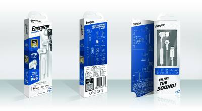 Hands Free Energizer UIL35WH Metal Stereo 3.5mm  με Αντάπτορα Lightning Apple Certified MFi σε 3.5mm και Πλήκτρα Λειτουργίας 1.2