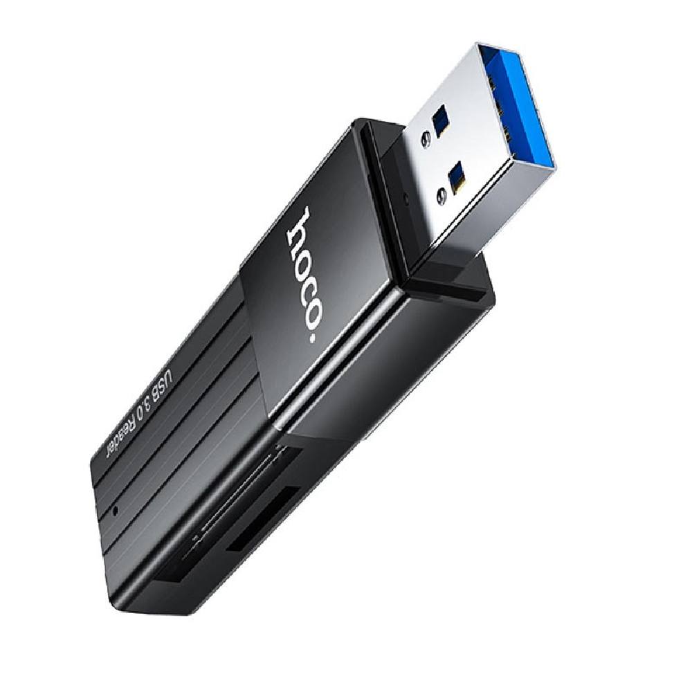 Αναγνώστης Κάρτας Μνήμης Hoco HB20 Mindful 2 σε 1 USB 3.0 έως 5Gbps και 2TB για Micro SD και SD Μαύρος