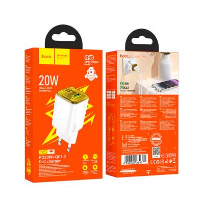 Φορτιστής Ταξιδίου Hoco N52 Monsoon Small Size GaN με 2 Εξόδους Φόρτισης USB QC3.0 και USB-C PD20W  Λευκός