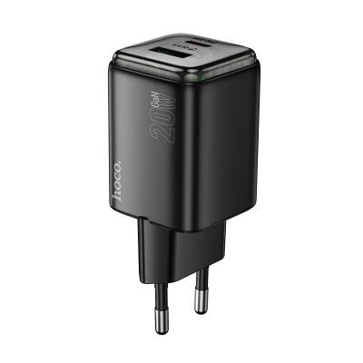 Φορτιστής Ταξιδίου Small Body Hoco N52 Monsoon με 2 Εξόδους Φόρτισης 1xUSB QC3.0A και 1xUSB-C PD20W GaN Tech Μαύρος