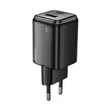 Φορτιστής Ταξιδίου Small Body Hoco N52 Monsoon με 2 Εξόδους Φόρτισης 1xUSB QC3.0A και 1xUSB-C PD20W GaN Tech Μαύρος