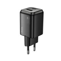 Φορτιστής Ταξιδίου Small Size Hoco N53 Monsoon PD30W QC3.0A GaN με 2 Εξόδους Φόρτισης 1xUSB-A και 1xUSB-C Μαύρος
