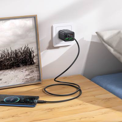 Φορτιστής Ταξιδίου Hoco N55 Fundador με 4 Εξόδους Φόρτισης PD20W QC3.0A 2xUSB-C + 2xUSB-A GaN Tech Μαύρος