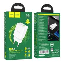 Φορτιστής Ταξιδίου Mini Hoco N28 Founder PD20W QC3.0A με 2 Εξόδους Φόρτισης 1xUSB-A και 1xUSB-C Λευκός