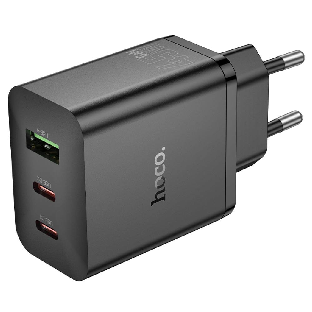 Φορτιστής Ταξιδίου Hoco N50 Scenery GaN Tech PD45W με 2xUSB-C και 1xUSB-A  Μαύρος
