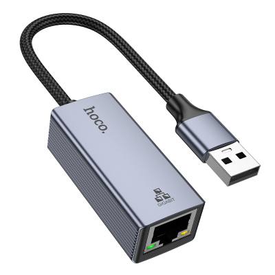Αντάπτορας  Hoco UA37 USB-Α σε RJ45 OTG 10/100/1000Mbps 12cm Γκρι