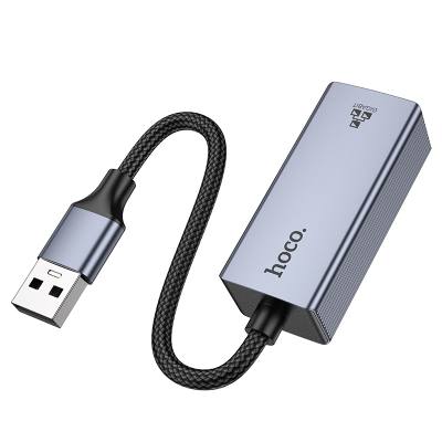 Αντάπτορας  Hoco UA37 USB-Α σε RJ45 OTG 10/100/1000Mbps 12cm Γκρι