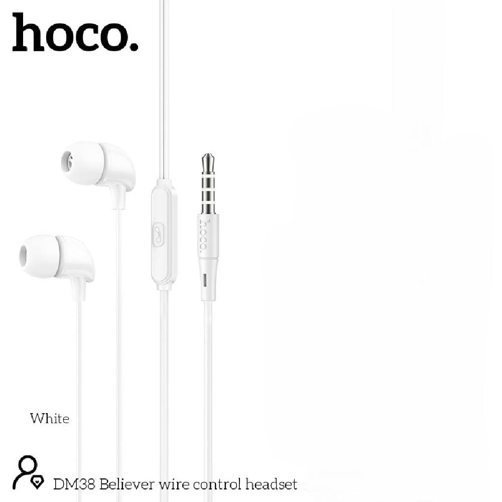 Hands Free Hoco DM38 Believer Stereo 3.5mm με Μικρόφωνο και Πλήκτρο Λειτουργίας 1.2m Λευκά