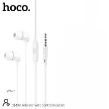 Hands Free Hoco DM38 Believer Stereo 3.5mm με Μικρόφωνο και Πλήκτρο Λειτουργίας 1.2m Λευκά