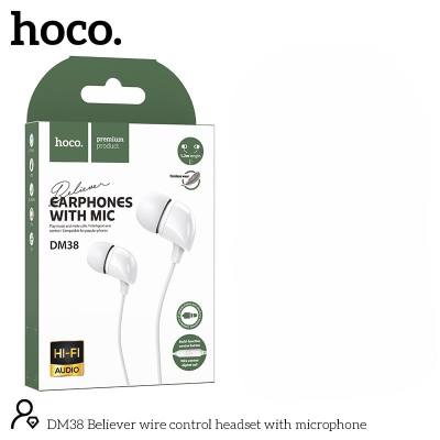 Hands Free Hoco DM38 Believer Stereo 3.5mm με Μικρόφωνο και Πλήκτρο Λειτουργίας 1.2m Λευκά