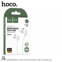 Hands Free Hoco DM38 Believer Stereo 3.5mm με Μικρόφωνο και Πλήκτρο Λειτουργίας 1.2m Λευκά