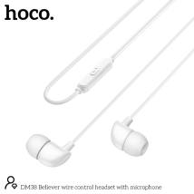 Hands Free Hoco DM38 Believer Stereo 3.5mm με Μικρόφωνο και Πλήκτρο Λειτουργίας 1.2m Λευκά