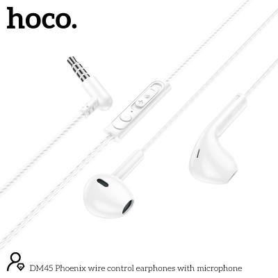 Hands Free Hoco DM45 Phoenix Earphones Stereo 3.5mm με Μικρόφωνο και Πλήκτρο Λειτουργίας 1.2m Λευκά