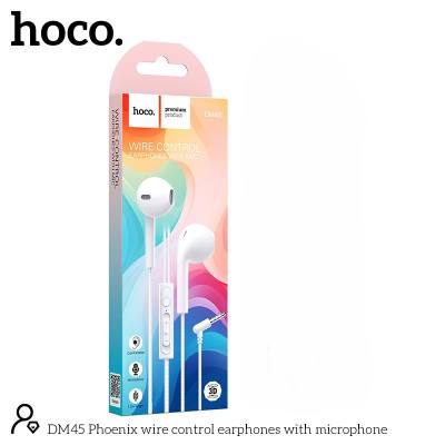 Hands Free Hoco DM45 Phoenix Earphones Stereo 3.5mm με Μικρόφωνο και Πλήκτρο Λειτουργίας 1.2m Λευκά