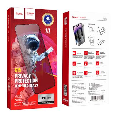 Tempered Glass Hoco Premium Series G15 0.33mm 30 Μοίρες Privacy Angle για Apple iPhone 16 Pro Σετ 10τεμ.