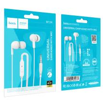 Hands Free Hoco M124 Wide Earphones Stereo 3.5mm με Μικρόφωνο και Πλήκτρο Λειτουργίας 1.2m Λευκά