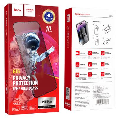Tempered Glass Hoco Premium Series G15 0.33mm 30 Μοίρες Privacy Angle για Apple iPhone 15 Plus/16 Plus Σετ 10τεμ.