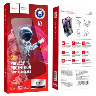 Tempered Glass Hoco Premium Series G15 0.33mm 30 Μοίρες Privacy Angle για Apple iPhone 15/16 Σετ 10τεμ.