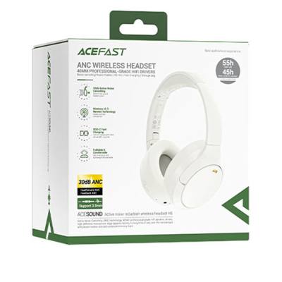Wireless Ακουστικά Stereo Acefast H6 500mAh v5.3 Hi-F 30dB ANC AUX USB-C IPX4 Λευκά
