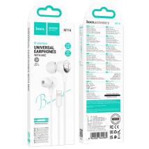 Hands Free Hoco M116 Benevolent με Μικρόφωνο, Βύσμα Lightning Λευκά 1.2m