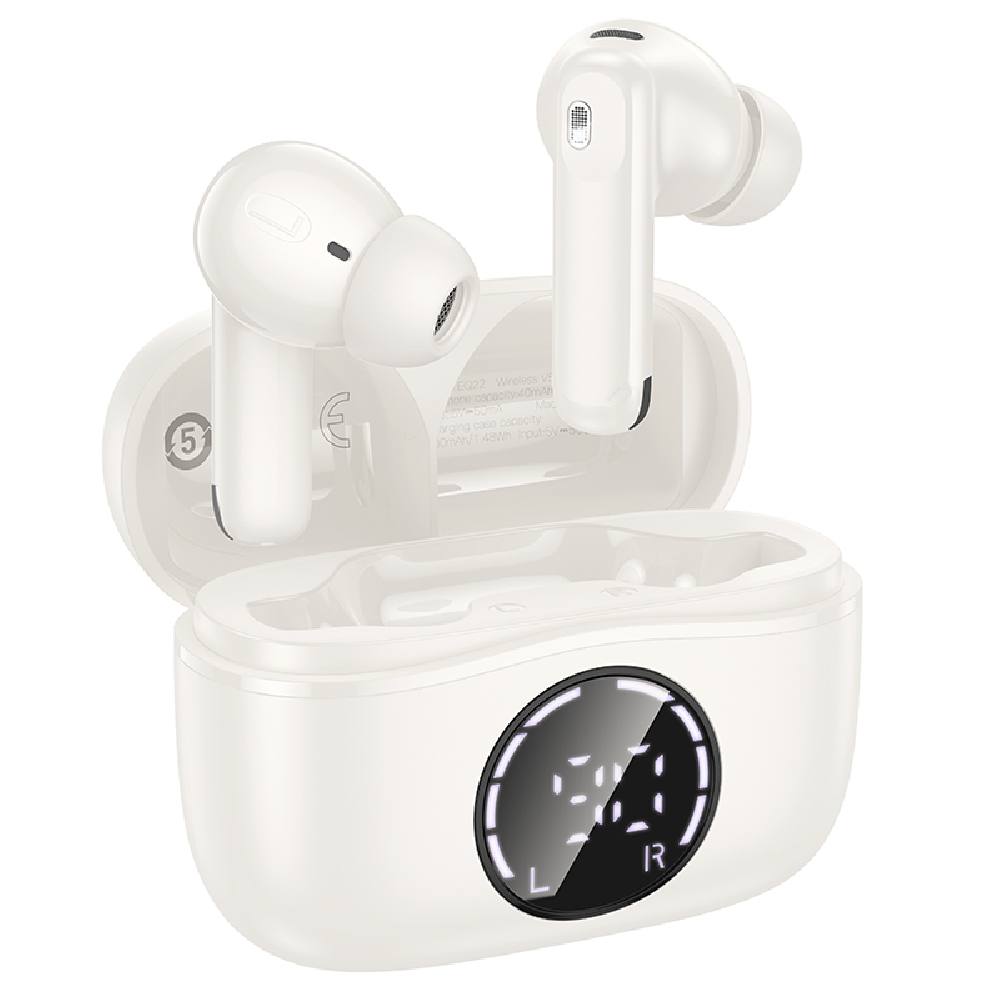 Wireless Hands Free Hoco EQ22 Singer TWS V5.4 400mAh με 7 Ώρες Λειτουργίας και Εναλλαγή Master/Slave Λευκά