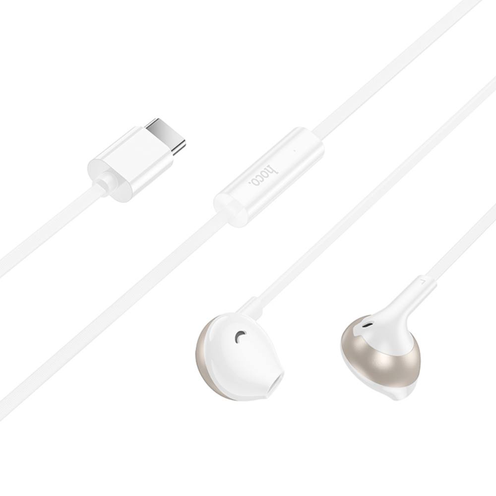 Hands Free Hoco M115 Sagacious USB-C Universal Earphones Hi-Fi Stereo με Μικρόφωνο Λευκά 1.2m